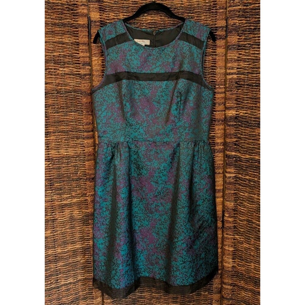 Ivy And Blu Maggy Boutique Silk Brocade Fit & Flare Dress Sheer Panels Wedding